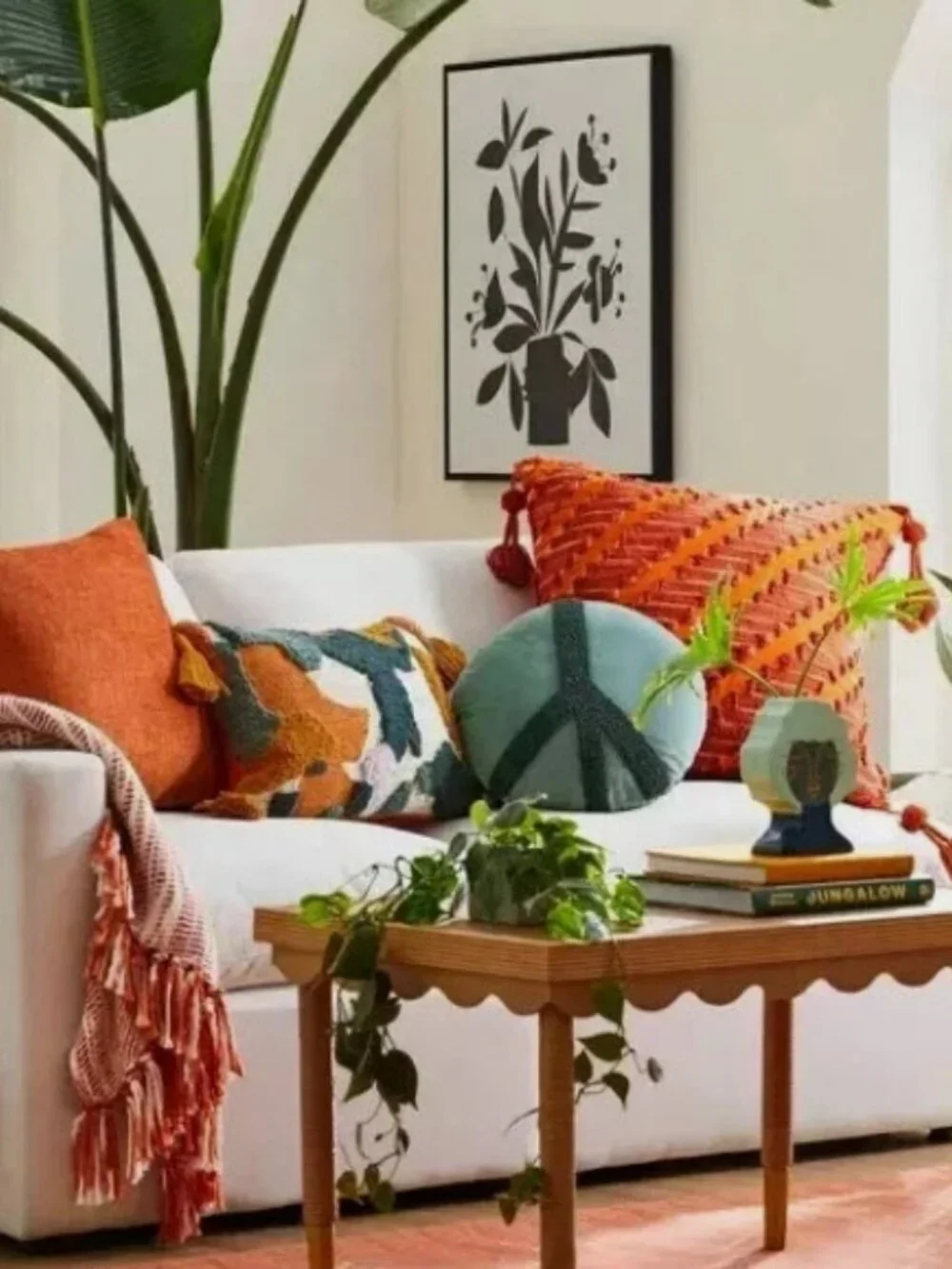 OPALHOUSE Abstract Punch Needle Lumbar Throw Pillow Tassels Set of 2 Boho